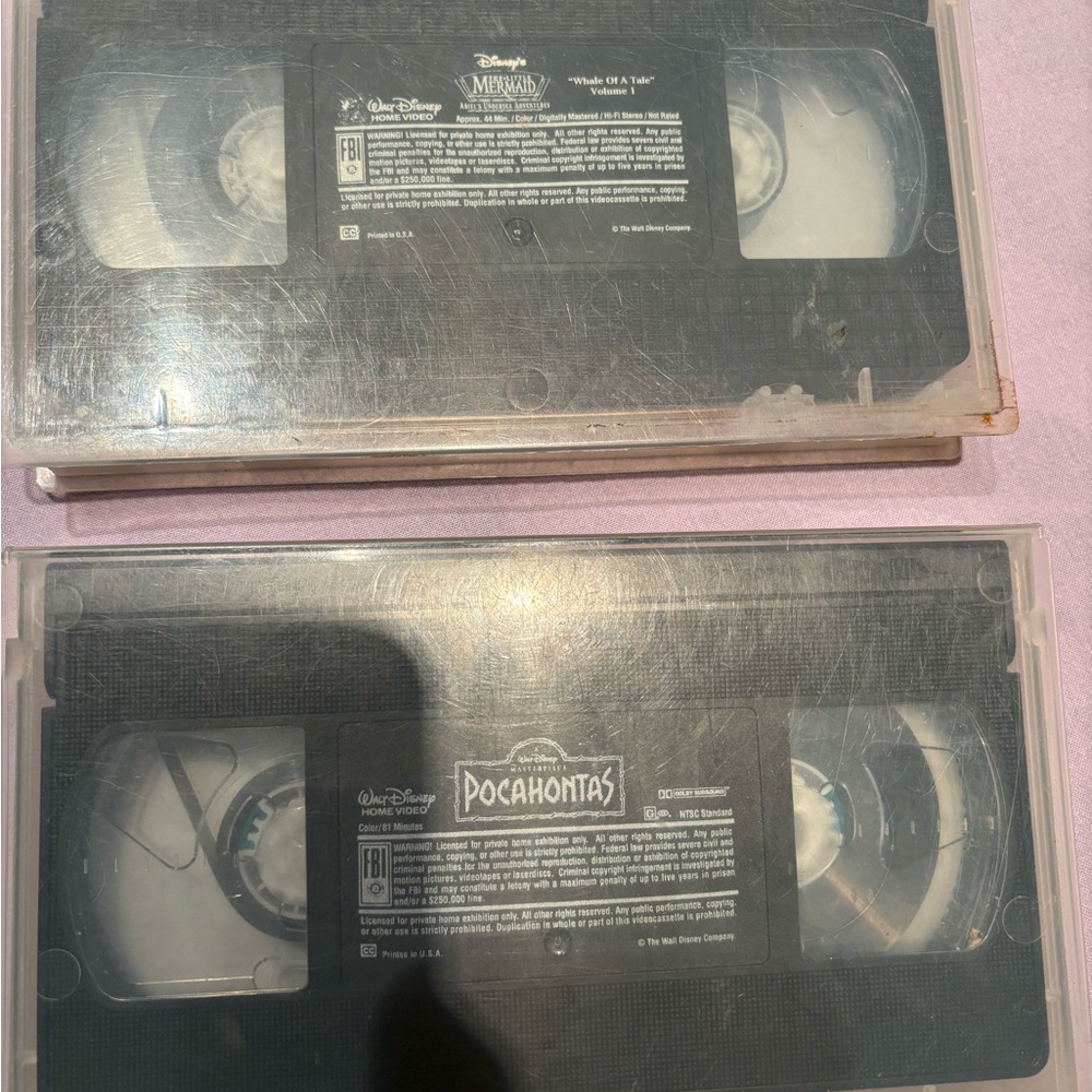Disney's The Little Mermaid & Pocahontas VHS Tapes